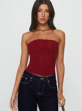 Oscuro Longline Mesh Corset Top Berry